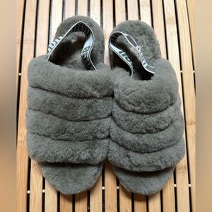 UGG Cozy Gray Faux Fur Slippers